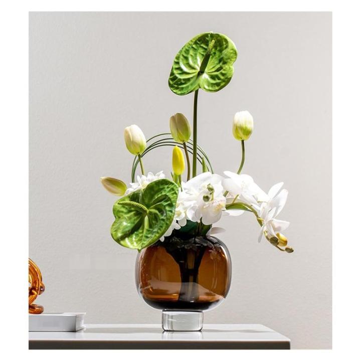 Kunstblumen Modernes künstliches Blumenarrangement aus Glas – Elegante Tischdekoration für Wohnzimmer und Hotels, Blumenarrangement für Tafelaufsätze für jeden Anlass