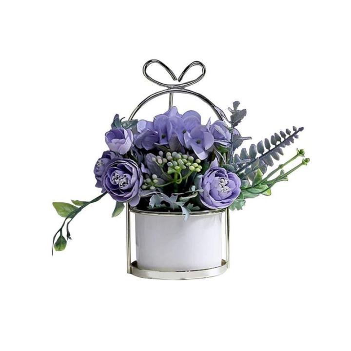 Kunstblumen Künstliche Blumen mit Keramikvase, künstliche Blumenarrangements, Tischdekoration, Blumenaufsätze, Pflanzenstrauß für das Wohnzimmer für jeden Anlass