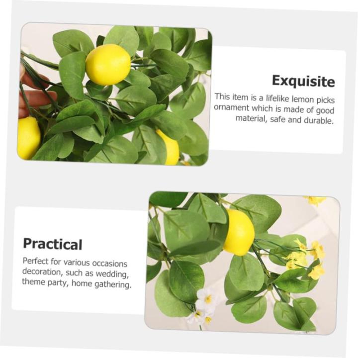 2 Stück Simulation Zitronen Rattan Party Dekorationszubehör Zitronenpicks Zitronenzweige Zur Dekoration Künstliche Zweige Foto Girlande Künstlicher Blumenstrauß Künstliche