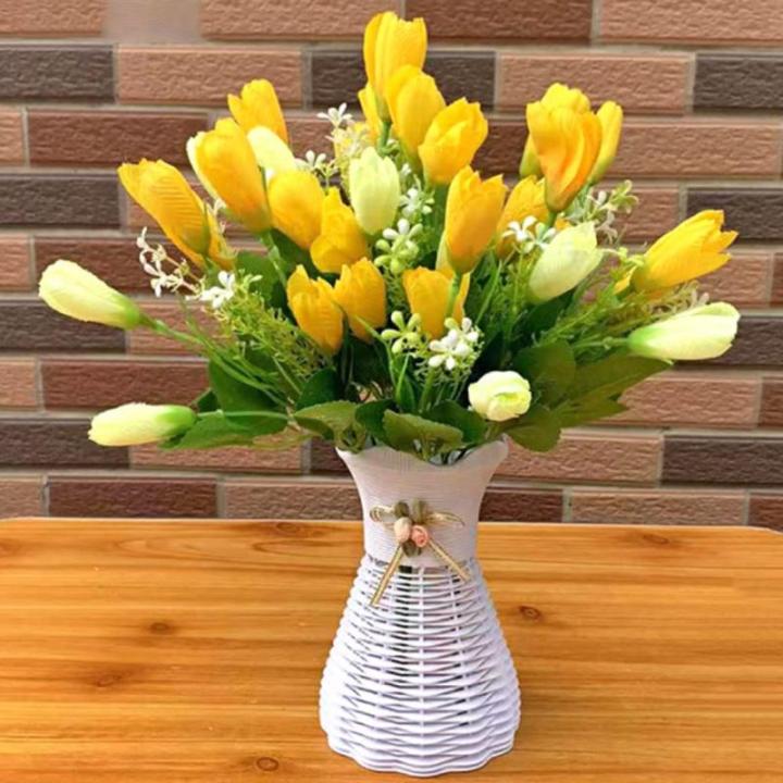 Kunstblumen Künstliche Tulpenblumen, für Partys, Zuhause, Hochzeit, Dekoration, Geschenkidee zum Muttertag, Plastikblumentopf, Raumdekoration für jeden Anlass