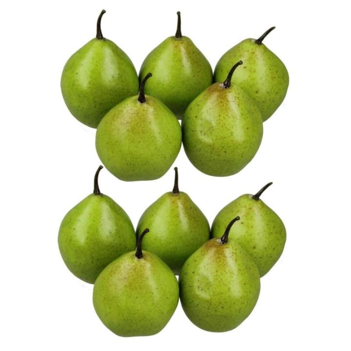 Decoratieve kunstfruitdecoratie (peren groen, 10 stuks)