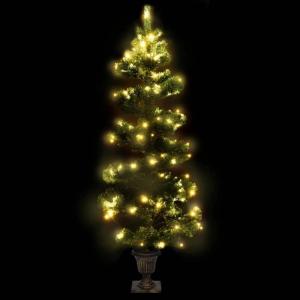 Spiral-Weihnachtsbaum mit Beleuchtung und Topf Grün 120 cm Christbaum Dekobaum Kunstbaum mit Ständer Tannenbaum Weihnachten Künstlicher Weihnachtsbaum für Weihnachtsdeko