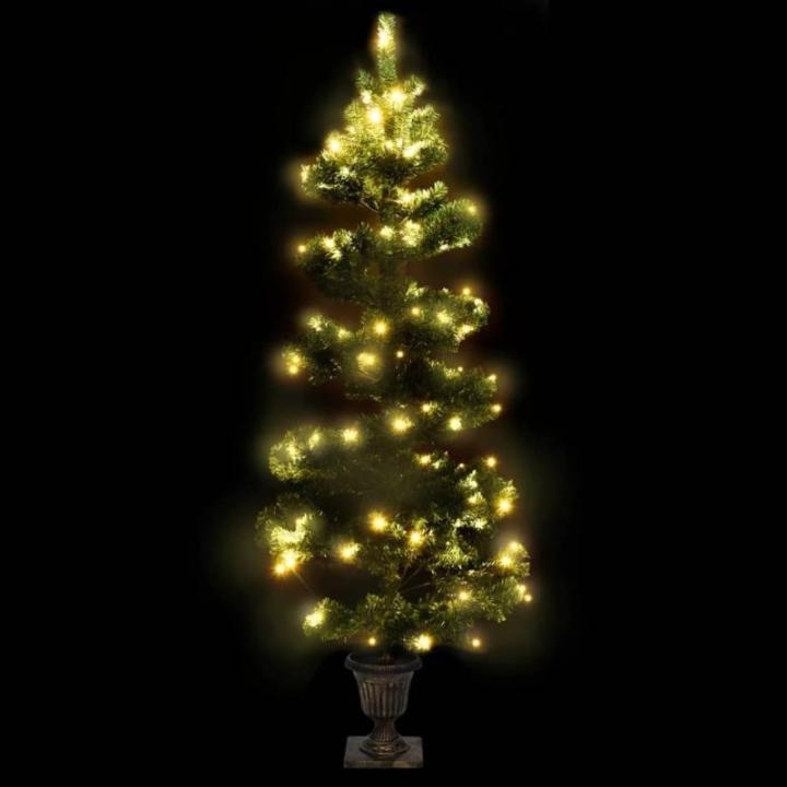 Spiral-Weihnachtsbaum mit Beleuchtung und Topf Grün 120 cm Christbaum Dekobaum Kunstbaum mit Ständer Tannenbaum Weihnachten Künstlicher Weihnachtsbaum für Weihnachtsdeko