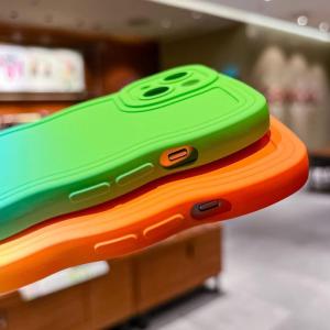 Miagon Gradient esthetische golfhoes voor iPhone XR, schattige golven, telefoonhoes voor dames en meisjes, krullend frame, design, siliconen TPU bumper beschermhoes
