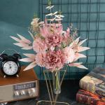 Kunstblumen Künstliche Pflanzen Blumen Deko Seidenblumen Hortensien Blumenarrangements Kernstück Hochzeit Blumenstrauß(Rouge)