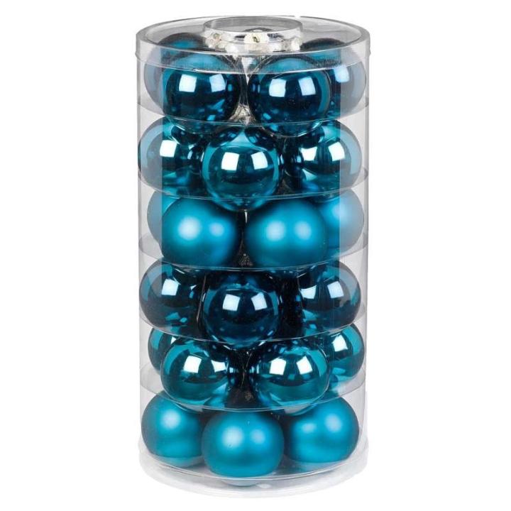 Inge Glazen | Mooie van glas | 30 kegels in blik | kerstboomversiering kerstboomversiering kerstboomballen (Deep Blue | Blue Glans / Mat)