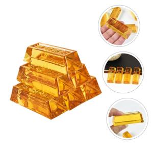 6st Simulation Goldbackstein Chinesischer Feng Shui Künstliche Künstlicher Simulierter Ziegelstein Spiel-Requisiten Goldener Barren Yellow Zitrin