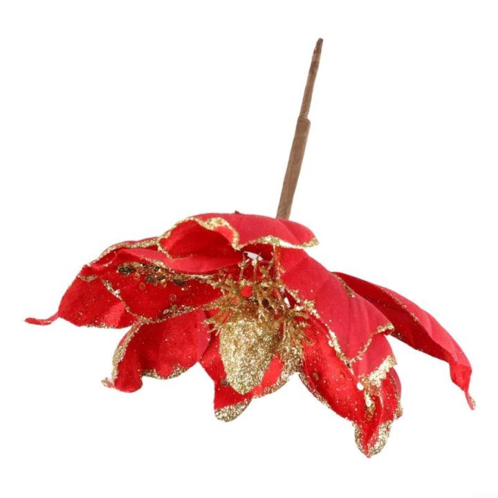 Glitzernder Weihnachtsstern, Weihnachtsbaumschmuck, hängende Dekoration für Weihnachtsbaum, Hochzeit, Party, Kranz, Dekoration (rot)