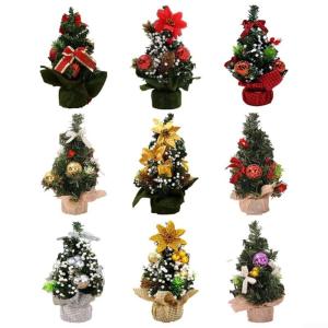 Künstlicher Mini-Weihnachtsbaum mit Ornamenten, kleiner Tannenbaum, Mini-Desktop-Weihnachtsbäume für Weihnachten, Zuhause, Büro, Dekoration (Nr. 2), 20 cm
