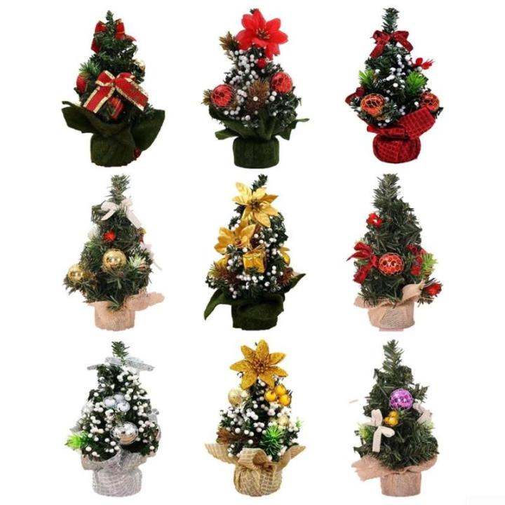 Künstlicher Mini-Weihnachtsbaum mit Ornamenten, kleiner Tannenbaum, Mini-Desktop-Weihnachtsbäume für Weihnachten, Zuhause, Büro, Dekoration (Nr. 2), 20 cm