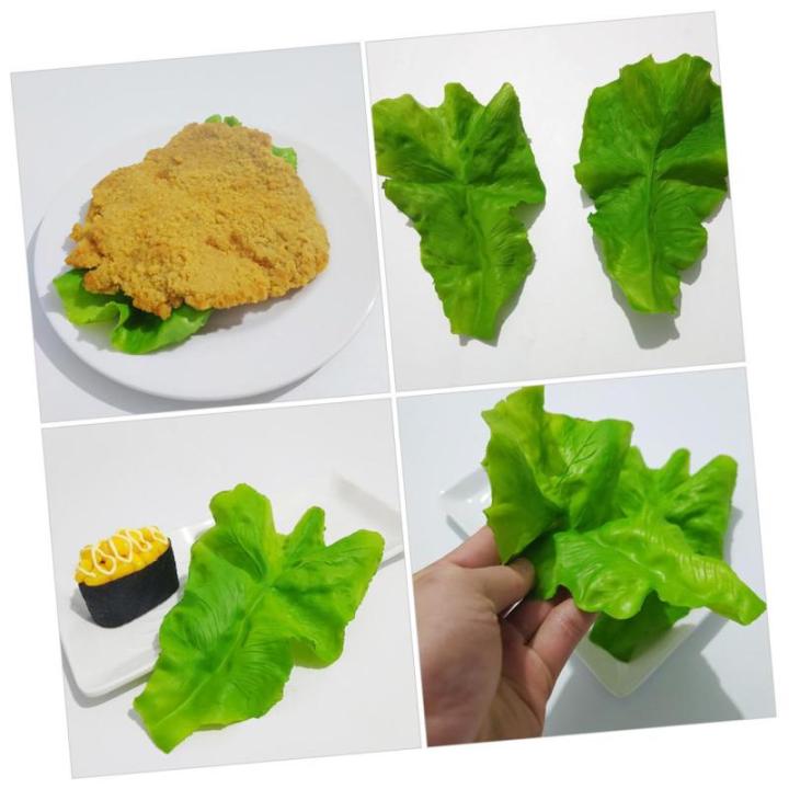10 Sätze PVC-Salat Obstdekor Realistisches Essen Gemüse-Foto-Requisiten Grünes Dekor Künstliches Gemüseblatt Gefälschtes Gemüse Künstliche Salatblätter Green 2 Stück * 10
