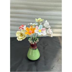 Wandblume aus Keramik, Blumenskulptur aus Keramik, Blumen aus Keramik, Heimdekor, Blumenarrangements aus Keramik, Kunstblumen, dekorative Arrangements (grün)