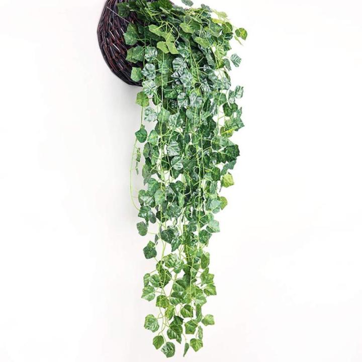 kunstmatige klimop slinger, 2 stuks, kunstmatige wijnstok, groene bladeren, , hangplant, voor thuis, keuken, tuin, kantoor, bruiloft, wanddecoratie