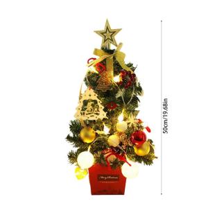 Mini Weihnachtsbaum 50CM Kleiner Weihnachtsbaum mit Beleuchtung, Weihnachten Deko Christbaum mit LED Lichterkette und Weihnachtskugel, Künstliche Weihnachtsbäume Geschmückt für