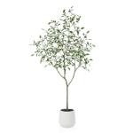 Ficus Benjamina Kunstplant 180 cm, witte pot, nep tropische plastic , groot voor woondecoratie, slaapkamer, tuin (1 stuks)