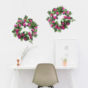 guirlande met kunstrozen, 2 stuks, 220 cm, hangende bloemen van zijde voor outdoor, indoor, bruiloft, badkamer en wanddecoratie (paars)