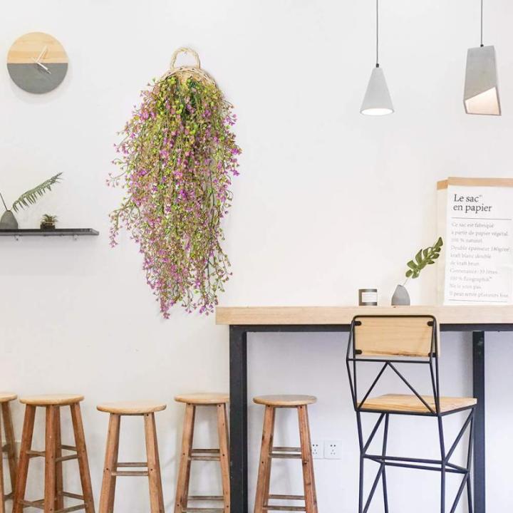 Kunstplant hangende met houten mand, hangende plant kunstmatige klimop kunstmatig 107cm voor kantoor, keuken, tuin, party wanddecoratie