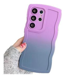 Miagon Gradient esthetische golfhoes voor Samsung Galaxy S20 Ultra, schattige golven, telefoonhoes voor dames en meisjes, krullend frame, design, siliconen TPU bumper beschermhoes