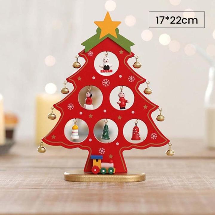 DIY Wooden Mini Christmas Tree Set, Mini Holz Christmas Tree Weihnachtsbaum mit Anhänger, Holz Tannenbaum Klein Weihnachtsbaum, Weihnachtsbaum aus Holz DIY Weihnachtsbaum für Wei