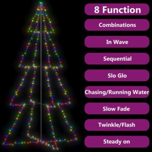 Weihnachtskegelbaum Beleuchtet Weihnachtsbaum Lichterbaum Dekobaum Weihnachtsdeko Lichterkette Beleuchtung 360 LEDs Indoor Outdoor 143x250cm