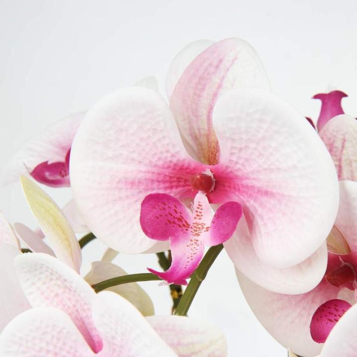 Kunstplant orchideeën kunstbloemen kunstbloemen als echt met echte bloemen in keramische pot tafeldecoratie vensterbank decoratie, hoogte 44 cm, roze