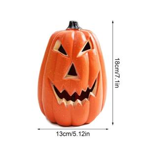 Halloween-Kürbislampe, künstlicher Kürbis, gefälschte Erntekürbisse, beleuchtete Kürbislampe für Halloween, Veranda, Party, Haustür, Kamindekoration, 17 x 17,8 cm (3#)