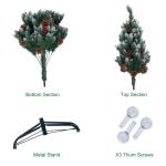 Kerstboom van 2,1 m met dennenappels en bessen, 2,1 m PVC kunstmatige kerstboom met sneeuw stroomden tips kerstdecoratie staande kerstboom voor binnen buiten groen en wit