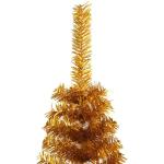 Kunstkerstboom met standaard, 120 cm hoog, hoge kunstdennenboom, kerstdecoratie, PET en staal, goud