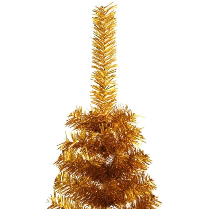 Kunstkerstboom met standaard, 120 cm hoog, hoge kunstdennenboom, kerstdecoratie, PET en staal, goud