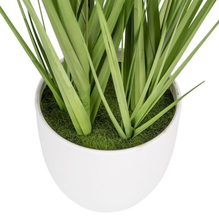 | Decoratief knoopgras | kogelgras | kunstplant met pot | 30 cm hoog (witte bloemen)