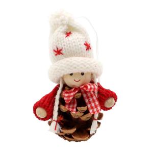 Brei/houten poppen/Kerstman als boomhangen/hanger in set van 4, afmetingen per figuur ca. 7,5 x 7,5 x 10 cm. 550119 dennenappelpoppen