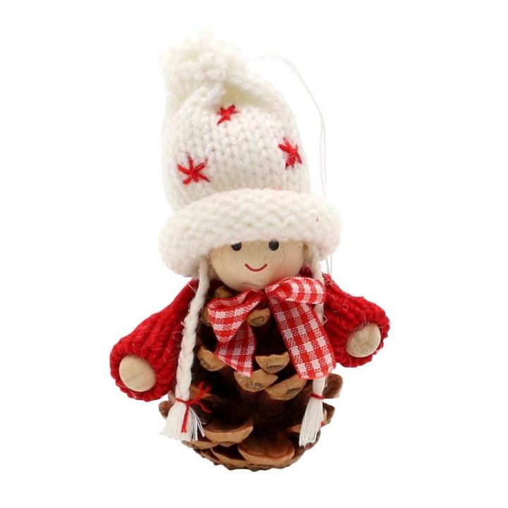Brei/houten poppen/Kerstman als boomhangen/hanger in set van 4, afmetingen per figuur ca. 7,5 x 7,5 x 10 cm. 550119 dennenappelpoppen