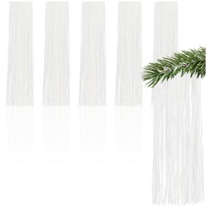 5x klatergoud - witte klatergoudslinger voor Kerstmis - kerstboomversiering voor de kerstboom - klatergoudgordijn met gladde draden (wit - 05 stuks)