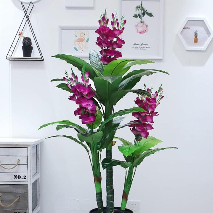 Kunstblumen Künstliche Pflanzen, Kunstpflanzen in schwarzen Kunststofftöpfen, 160 cm/5,24 ft Kunstblumen-Arrangement, Heimdekoration für jeden Anlass