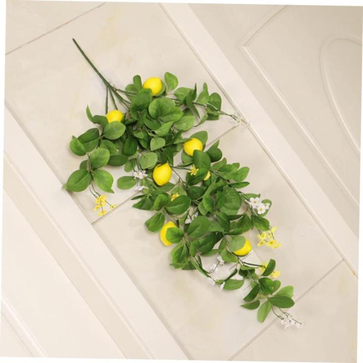 4 Stück Simulation Zitronenrattan Tischgirlande Künstliche Girlande Aus Zitronenblättern Wohnaccessoires Künstliche Gelbe Zitronen Zitronenzweigdekoration Foto Anlage Green Pla