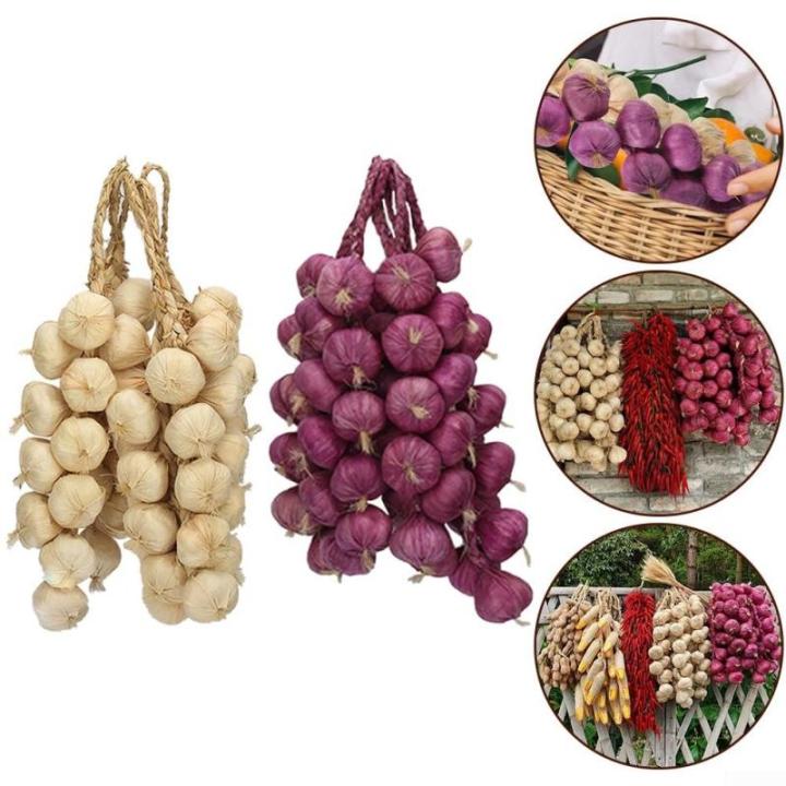 Halloween Ready Set mit 5 künstlichen Knoblauchdekorationen aus stabilem Schaumstoffmaterial für lange Haltbarkeit (weißer Knoblauch)