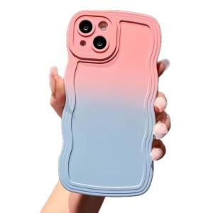 Miagon Gradient esthetische golfhoes voor iPhone XS/X, schattige golven, telefoonhoes voor dames en meisjes, krullend frame, design, siliconen TPU bumper beschermhoes