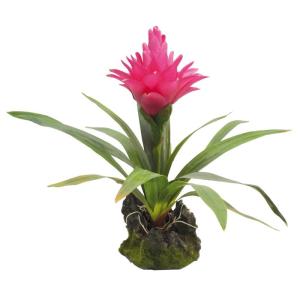 IF-20 Bromelie kunststof plant/plastic plant met voet, groot, prupur