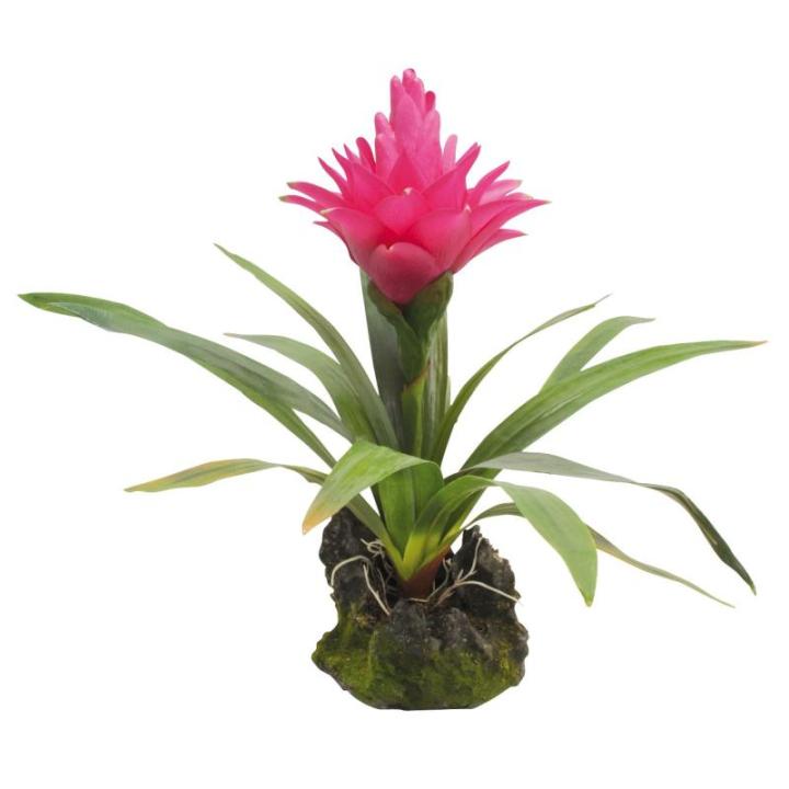 IF-20 Bromelie kunststof plant/plastic plant met voet, groot, prupur