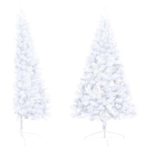 Künstlicher Halber Weihnachtsbaum mit & Kugeln Weiß 210 cm, Tannenbaum Künstlich, Christmas Tree, Tannenbaum Deko, Weihnachtsbäume, Christbaum - 3077485