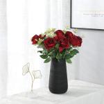 Kunstmatige Zijde Roos Bloem Enkele Stam Levensechte Nep Roos voor Bruiloft Boeket Bloemenarrangementen Huis Feest Bloemstuk Decoratie, 10 stuks (Gradiënt Donkerrood)