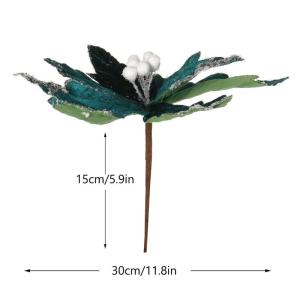Große Weihnachtsblumen, 30cm, 6 Stück, künstliche Weihnachts Blumen Samt, Weihnachtsbaum Blumen Ornamente, gefaltet, für Weihnachtsdekoration, Neujahr,Hochzeit ﻿ (Schwarzgrü