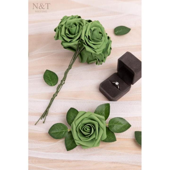 Rozendecoratie, 25 stuks kunstbloemen, rozen met stelen, kunstbloemen voor doe-het-zelf bruiloft, Valentijnsdag, bruidsfeest, middenstuk, feesttafels, boeketten, bruid, woondecorat