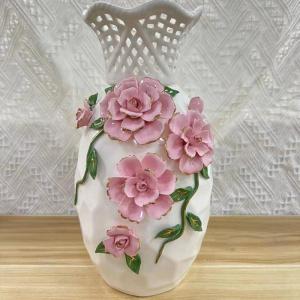 Dekorative Dekoration für Zuhause: Blumenarrangements im chinesischen Stil, getrocknete Blumen, TV-Schrankdekoration, Kunsthandwerk, Keramik (Hellweiß, XL)