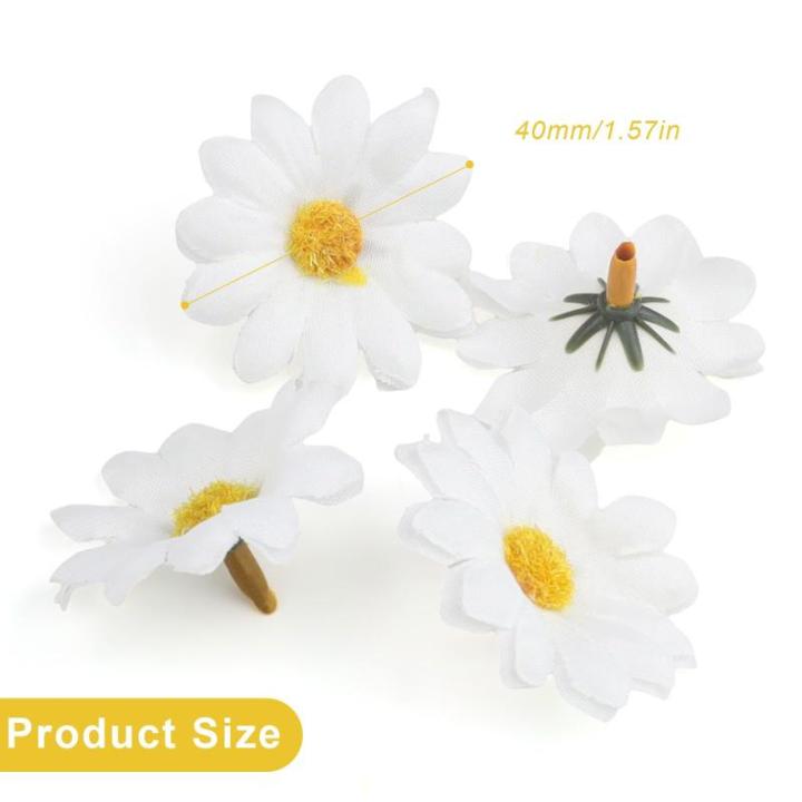 200 stuks madeliefjesdecoratie, stoffen bloemen om op te naaien, mini-madeliefjes, voor bruiloft, feest, doe-het-zelf, bloemstuk, krans