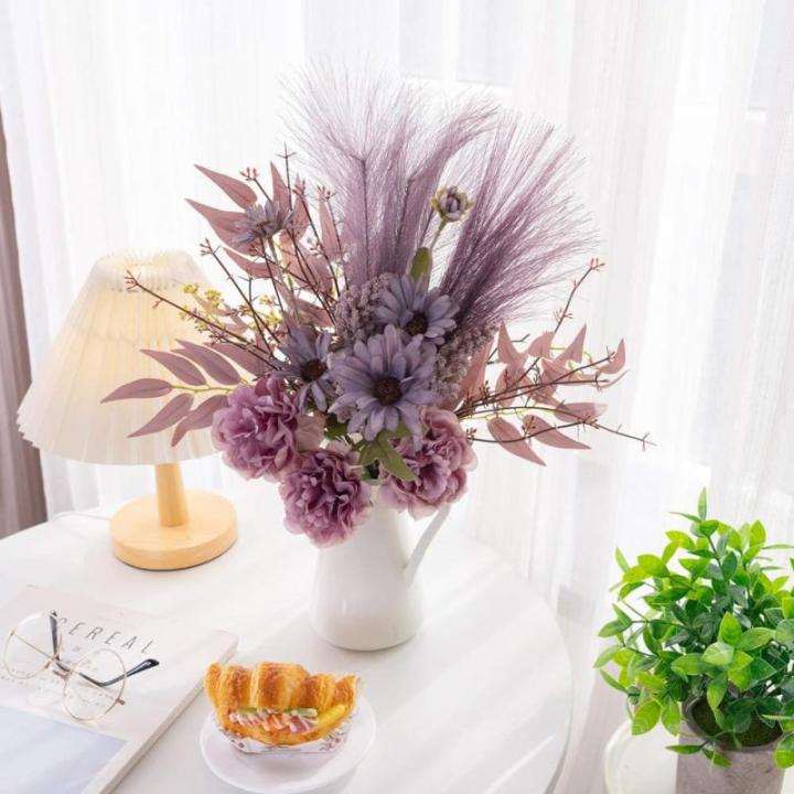 Kunstblumen Künstliche Pflanzen Blumen Deko Seidenblumen Pfingstrose Blumenarrangements Kernstück Hochzeit Blumenstrauß(lila)