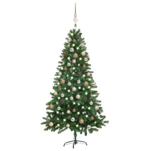 Künstlicher Weihnachtsbaum mit Beleuchtung & Kugeln Christbaum Tannenbaum Kunstbaum Weihnachten Künstlicher Weihnachtsbaum für Weihnachtsdeko180 cm Grün Rosa