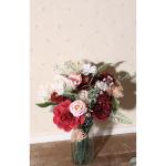 Kunstbloemkoppen, rozen, pioenrozen, dahlia's, bloemhoofden, zijden bloemen, voor feest, doe-het-zelf, bruid, bruiloft, bloemstukken, combo decoratie (wijnrood)