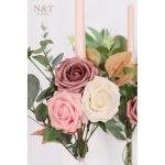Kunstbloemen, rozen, 25 stuks, echt touch, rozenbloemen met steel, voor doe-het-zelf bruiloftsboeketten, bruidsdouche, tafelopzetstukken, bloemstukken, feesttafels, woondecoraties,
