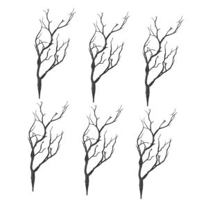 24 STK Halloween-dekorationssimulationsanlage Äste Tischdekoration Herbstblumen-Picks Branche Halloween-zweige Fallen Tischdekorationen Zu Hause Baum Glitzernd Black Plastik
